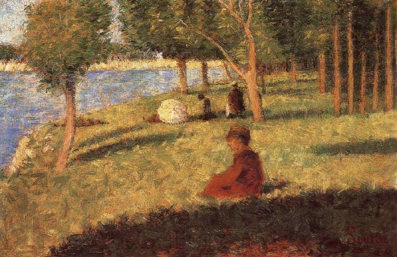 Georges Seurat The Person sat on the Lawn Spain oil painting art